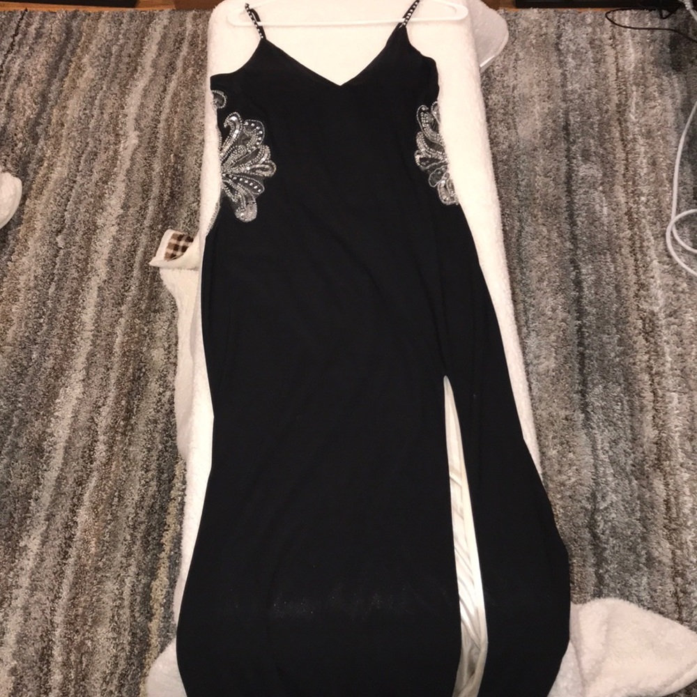 Black dress with beads and rhinestones